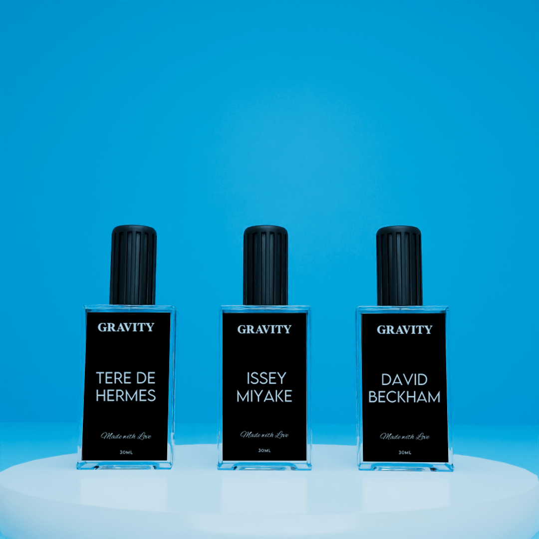 THREE MENS PERFUMES BUNDLE                                                                    ( TERE DE HERMES, ISSEY MIYAKE, DAVID BECKHAM )